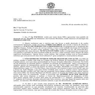 Pedido de demissão de sargento do E...