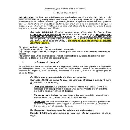 La verdad biblica sobre el diezmo | PDF