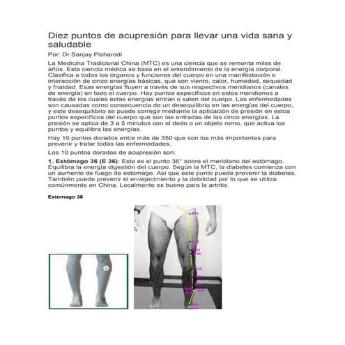 Diez puntos de acupresión para llevar una vida sana y saludable