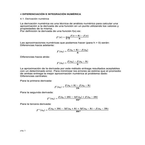 Diferenciación e integración numérica