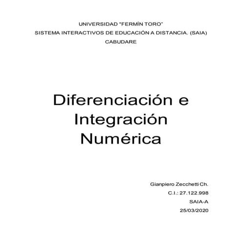 Diferenciación e Integración Numérica