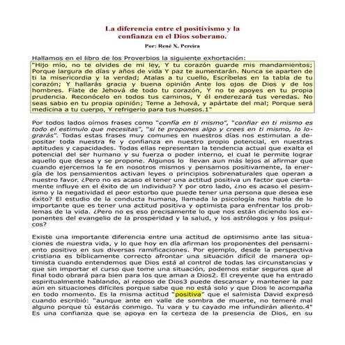 Diferencia entre el positivismo t la confianza en dios