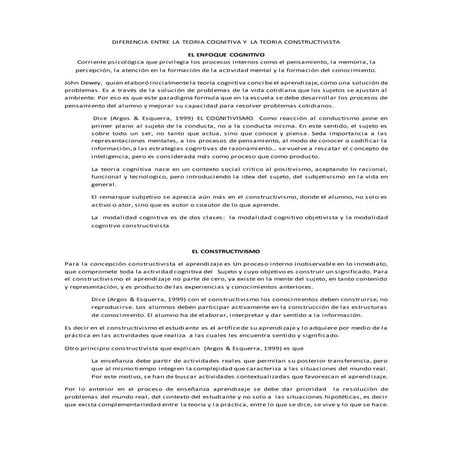 Diferencia entre la teoría cognitiva y  la teoría constructivista