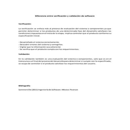 Diferencia entre verificación y validación de software