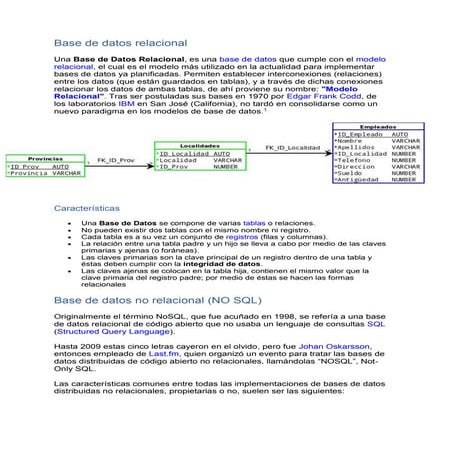 Diferencias entre base de datos relacional y no relacional