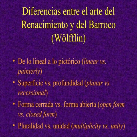 Diferencias entre el arte del renacimiento y del barroco (Wolfflin Heinrich)