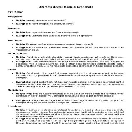 Diferenta dintre religie si Evanghelie
