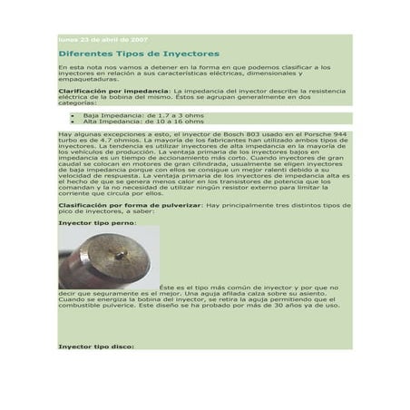 Diferentes inyectores