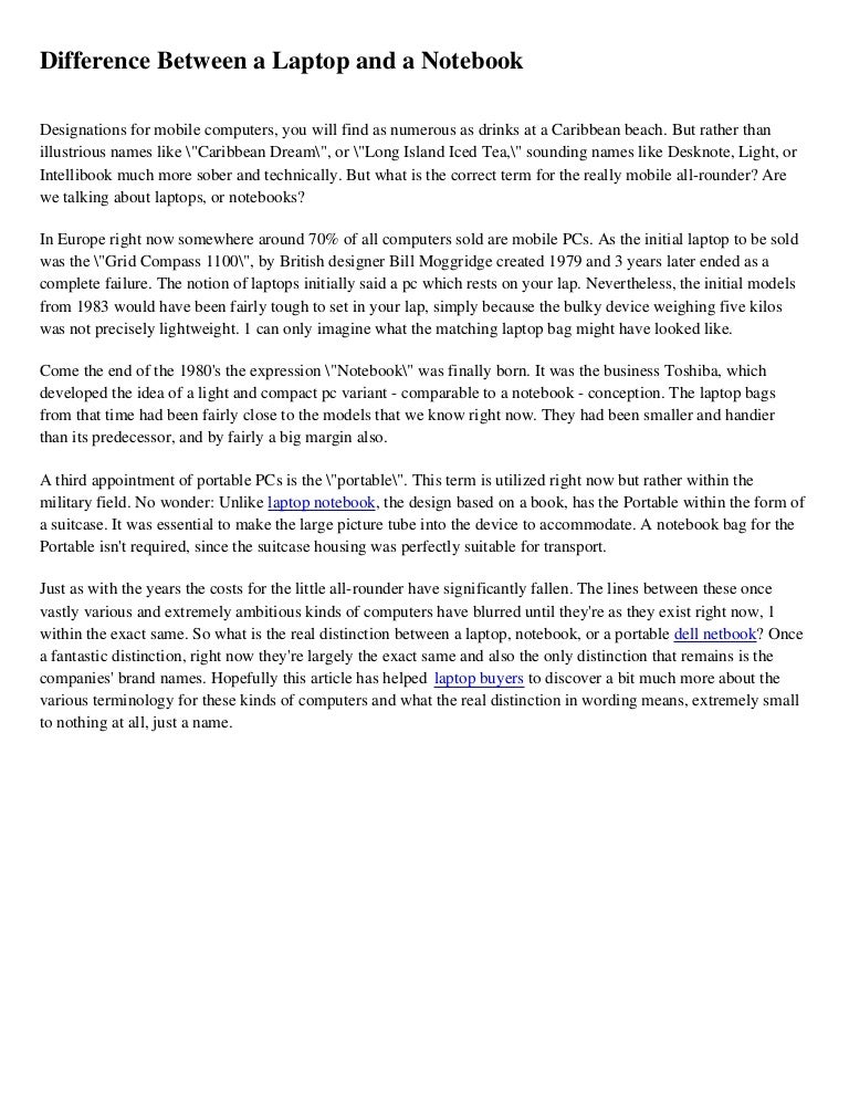 Difference betweenalaptopandanotebook