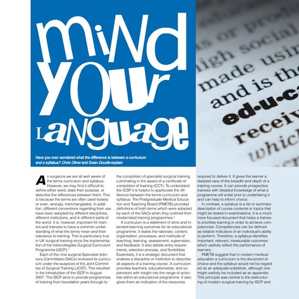 Difference between a syllabus and a curriculum