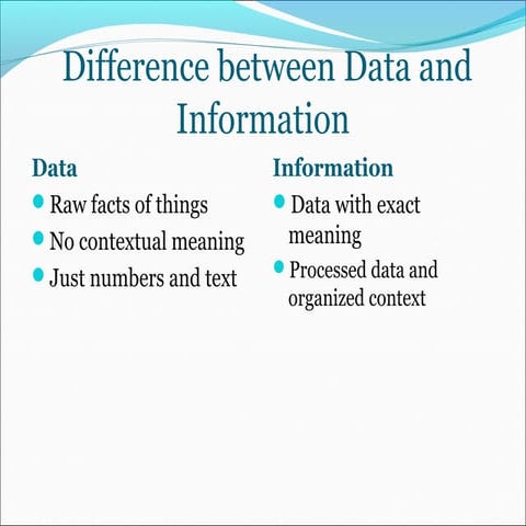 Understanding the difference between Data, information and knowledge