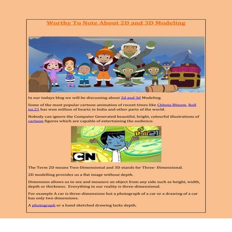 Worthy To Note About 2D & 3D Modeling