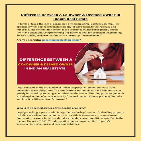 Difference Between A Co-owner & Deemed Owner In Indian Real Estate.pdf