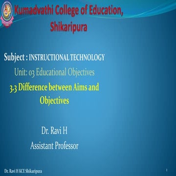 Difference Between Aims and Objectives By Dr. Ravi H