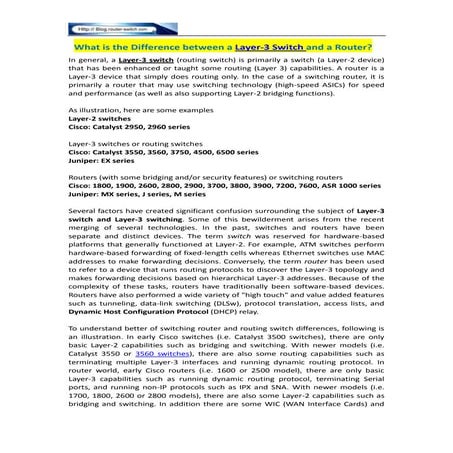 Difference between a layer 3 switch and a router