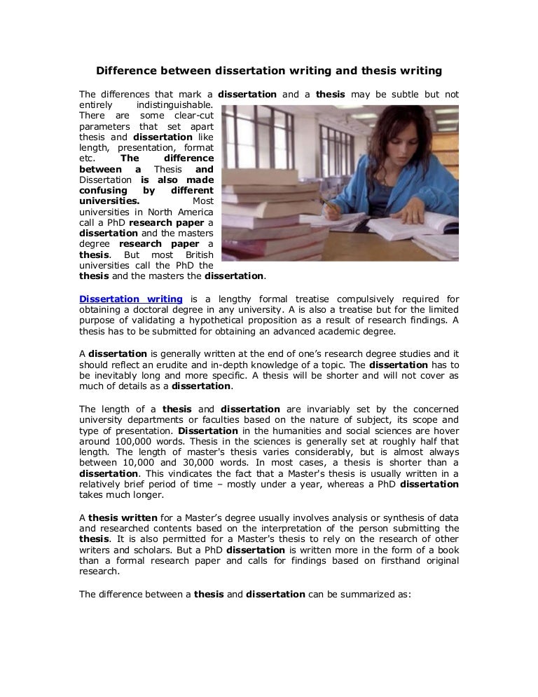 Difference between thesis and dissertation