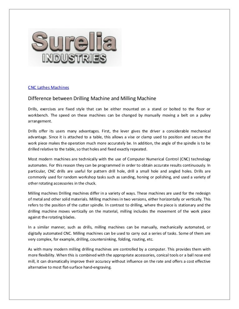 Difference between drilling machine and milling machine