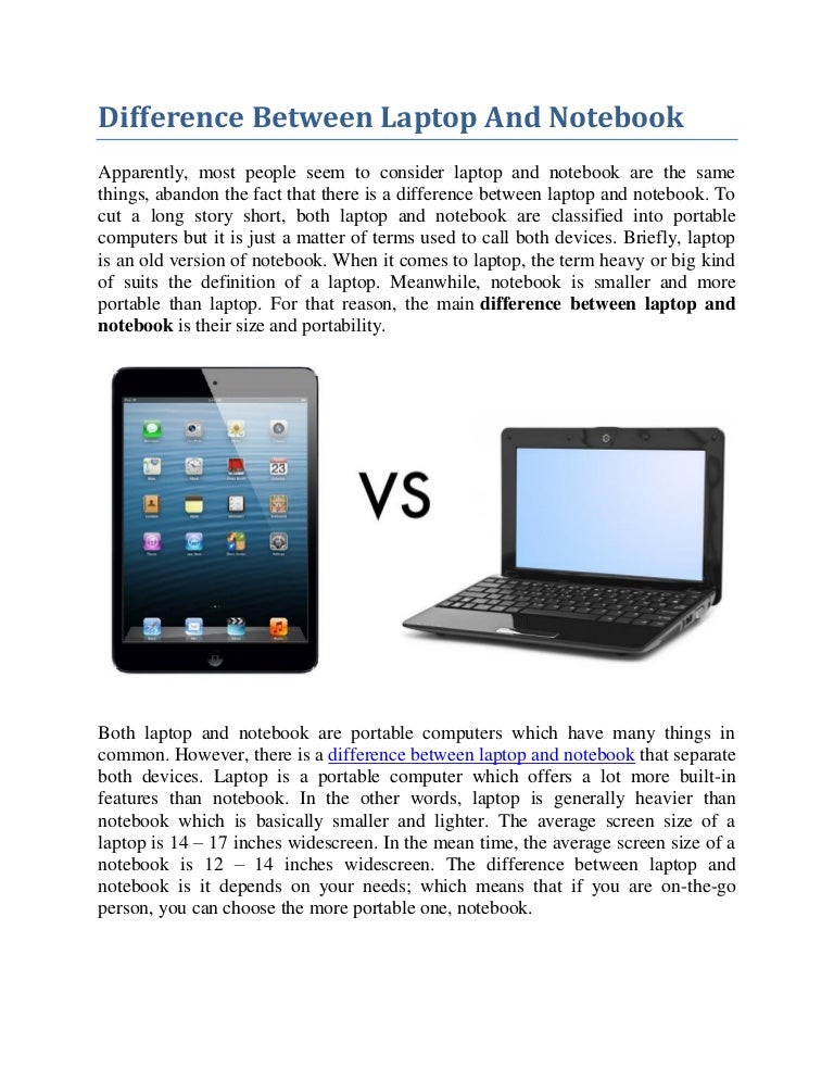 Difference between laptop vs notebook