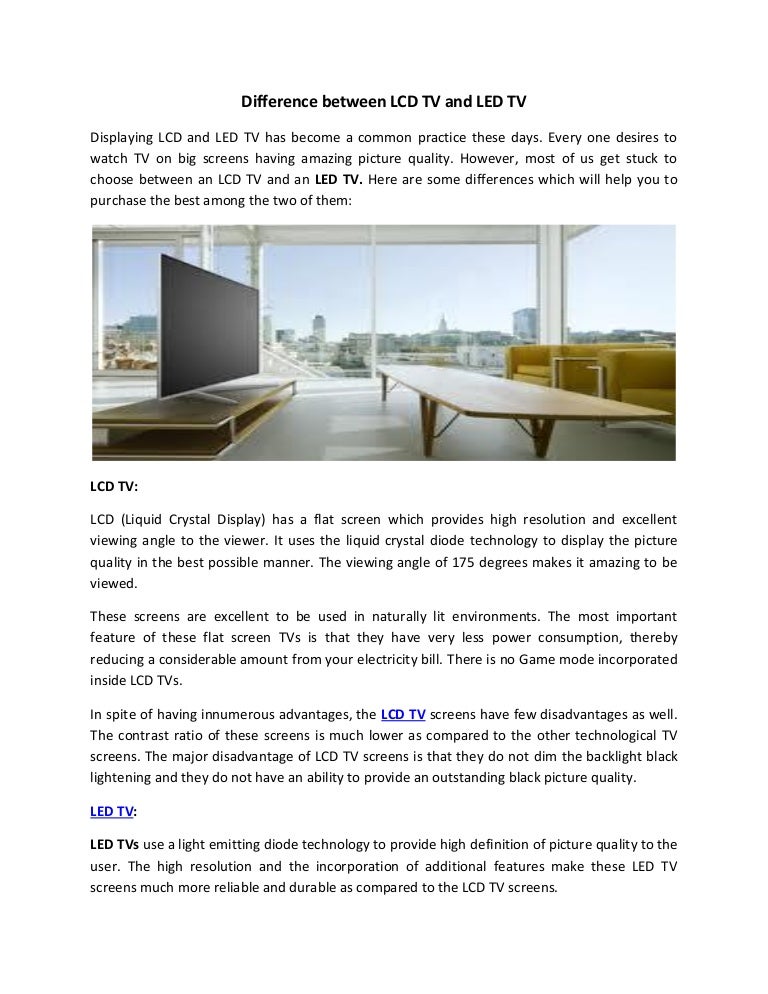 Difference between lcd tv and led tv