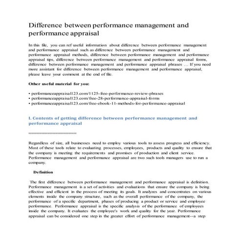 Difference between performance management and performance appraisal