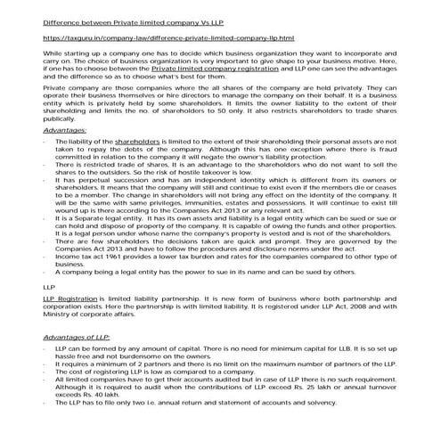 Difference between Private Limited Company vs LLP