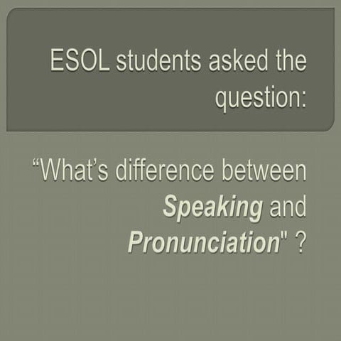 Difference between pronunciation and speaking