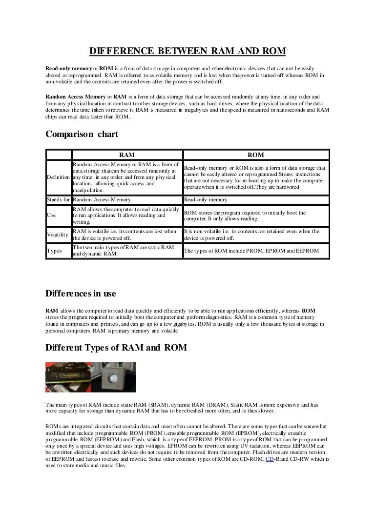 Difference Between Flash Memory And Rom