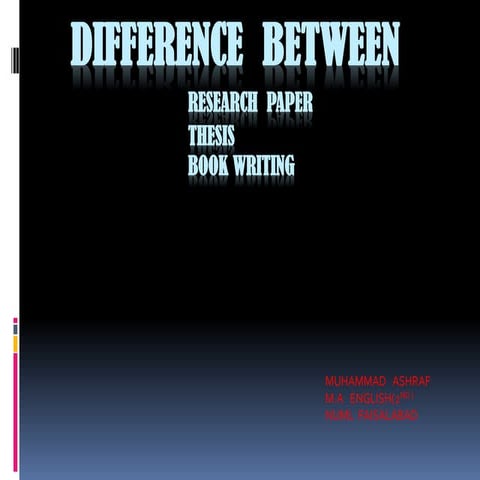 Difference between research.paper,thesis&amp; book writing