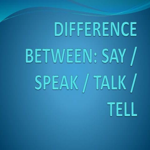 Difference between say speak talk tell