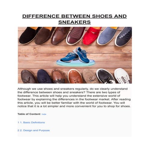 Difference Between Shoes And Sneakers | PDF