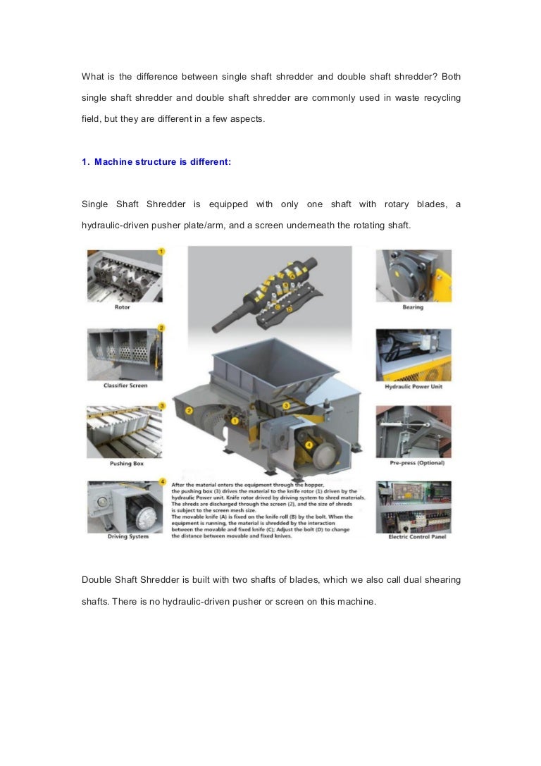 Difference between single shaft shredder and double shaft shredder