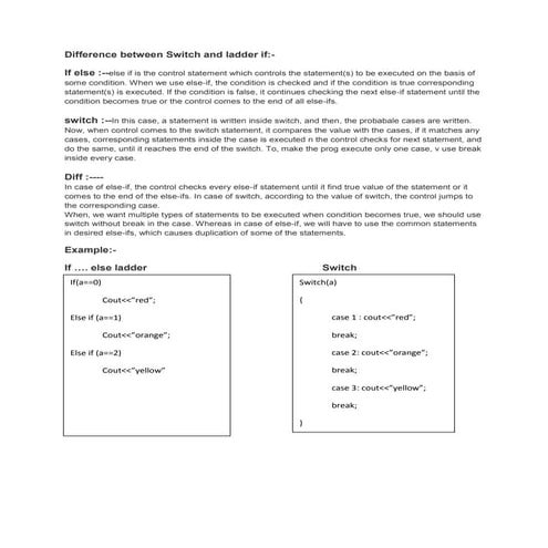 Difference between switch and ladder if | DOCX