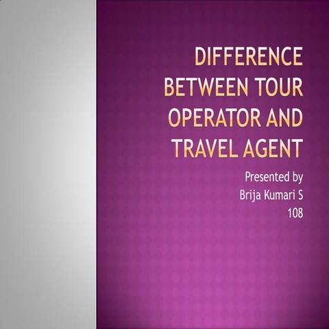 Difference between tour operator and travel agent