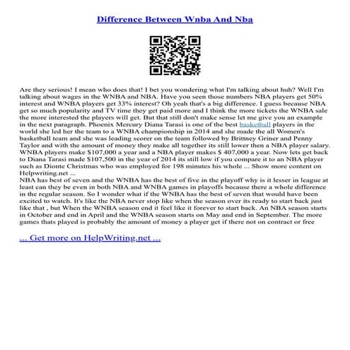 Difference Between Wnba And Nba | PDF