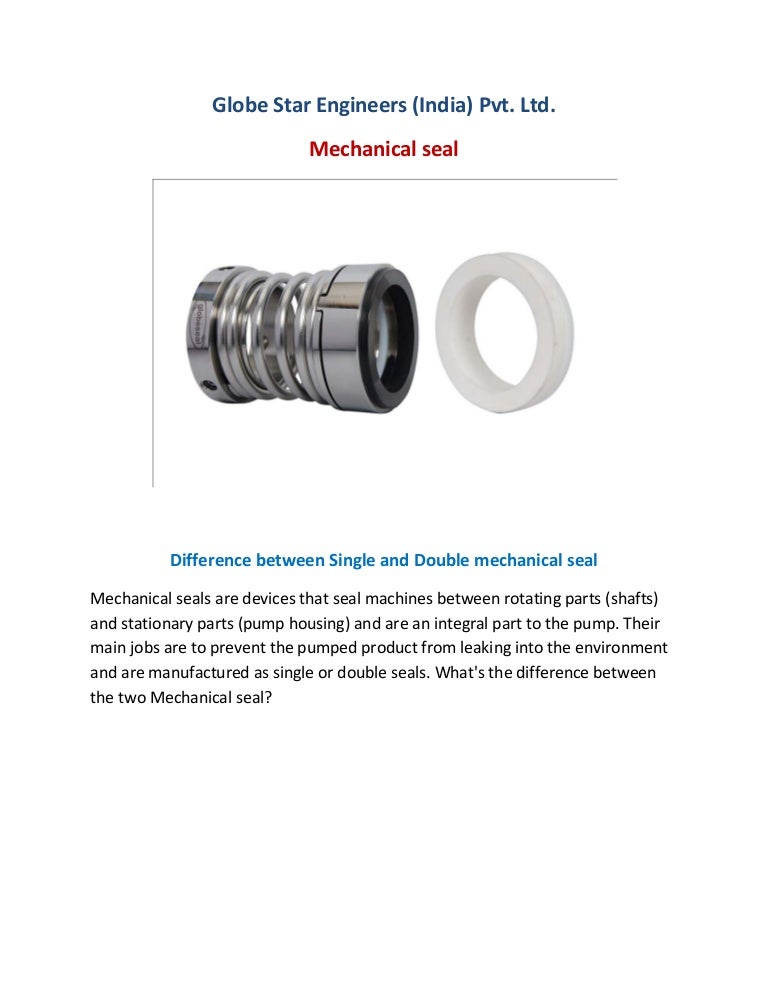 Difference btw. single & double mechanical seal