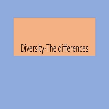 Diversity -meaning and ways of differentiating