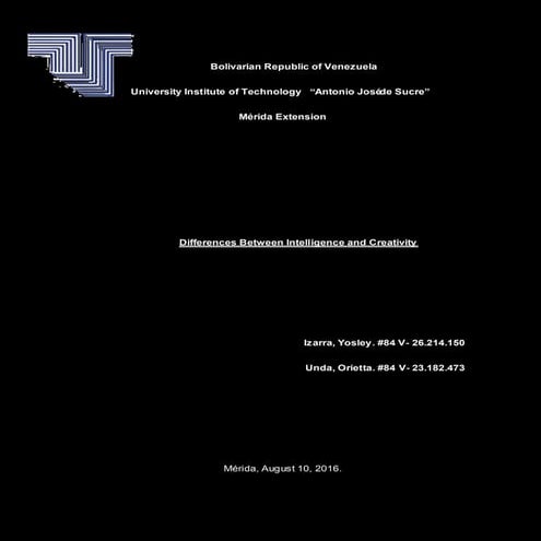 Differences between Intelligence and Creativity