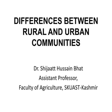 Differences between rural and urban communities