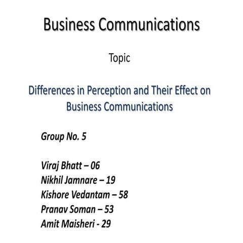 Differences in perception and their effect on business communications
