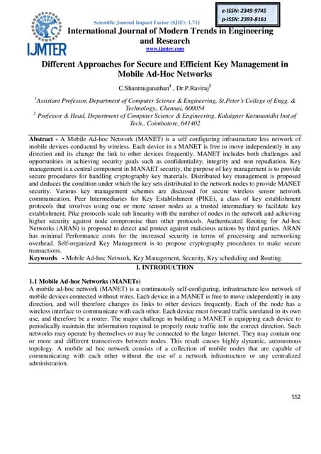 Different Approaches for Secure and Efficient Key Management in Mobile Ad-Hoc...