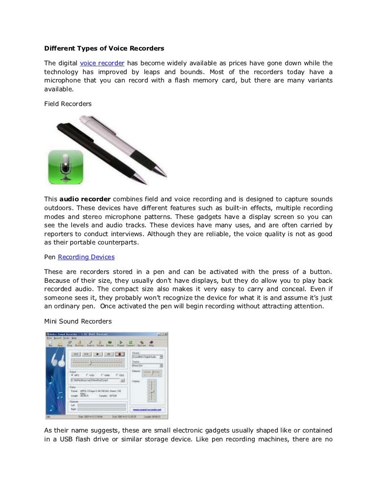 Different Types of Voice Recorders