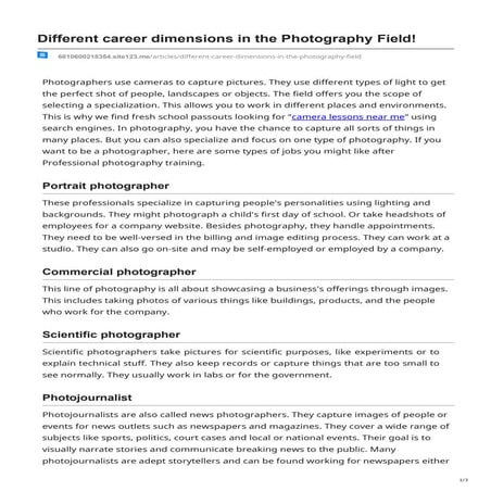 Different career dimensions in the Photography Field! | DOCX