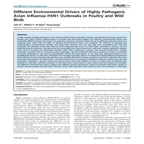 Different environmental drivers of H5N1 outbreaks in poultry and wild birds