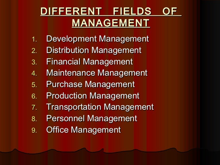 Different fields of management