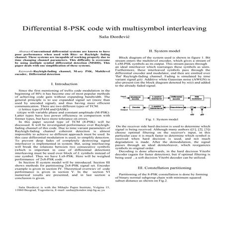 Differential 8 PSK code with multisymbol interleaving