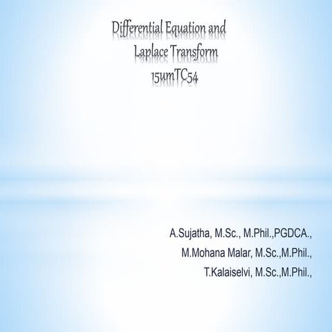 Differential equation and Laplace Transform