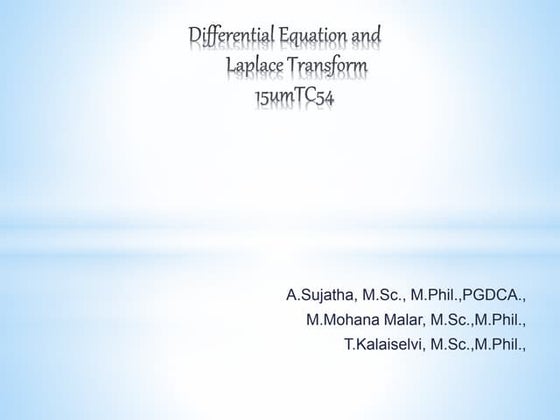 Differential equation and Laplace Transform