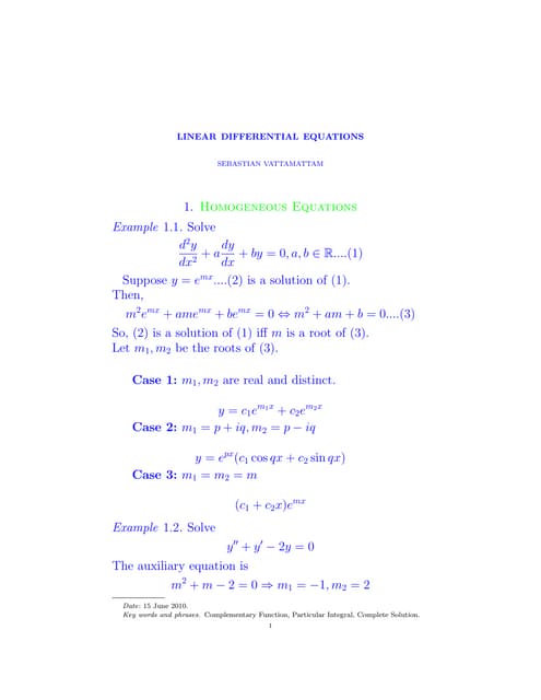 Linear Differential Equations1