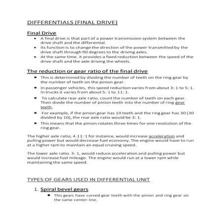 Differentials and axles