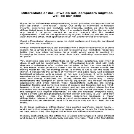 Differentiate or die